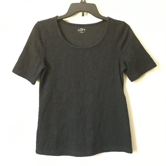 LOFT Witchy Black Cotton Lace Short Sleeve Top - Picture 2 of 15